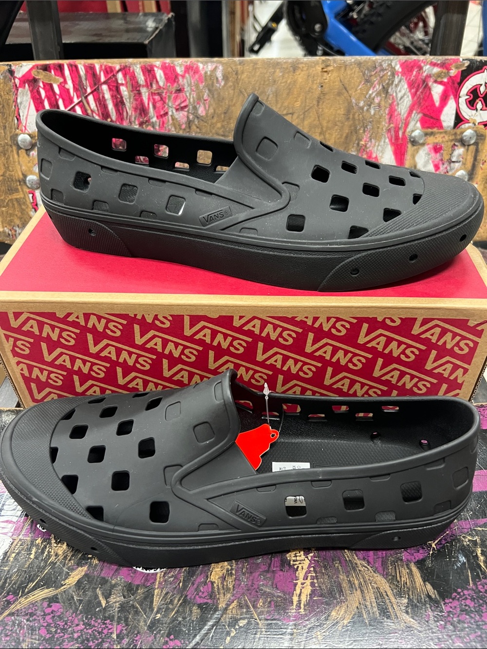 Vans Men’s Black Ventilated Slip-On Loafers summer chill